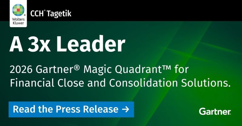 CCH Tagetik že tretjič med vodilnimi v Gartnerjevem magičnem kvadrantu za rešitve finančnega zaključevanja in konsolidacije